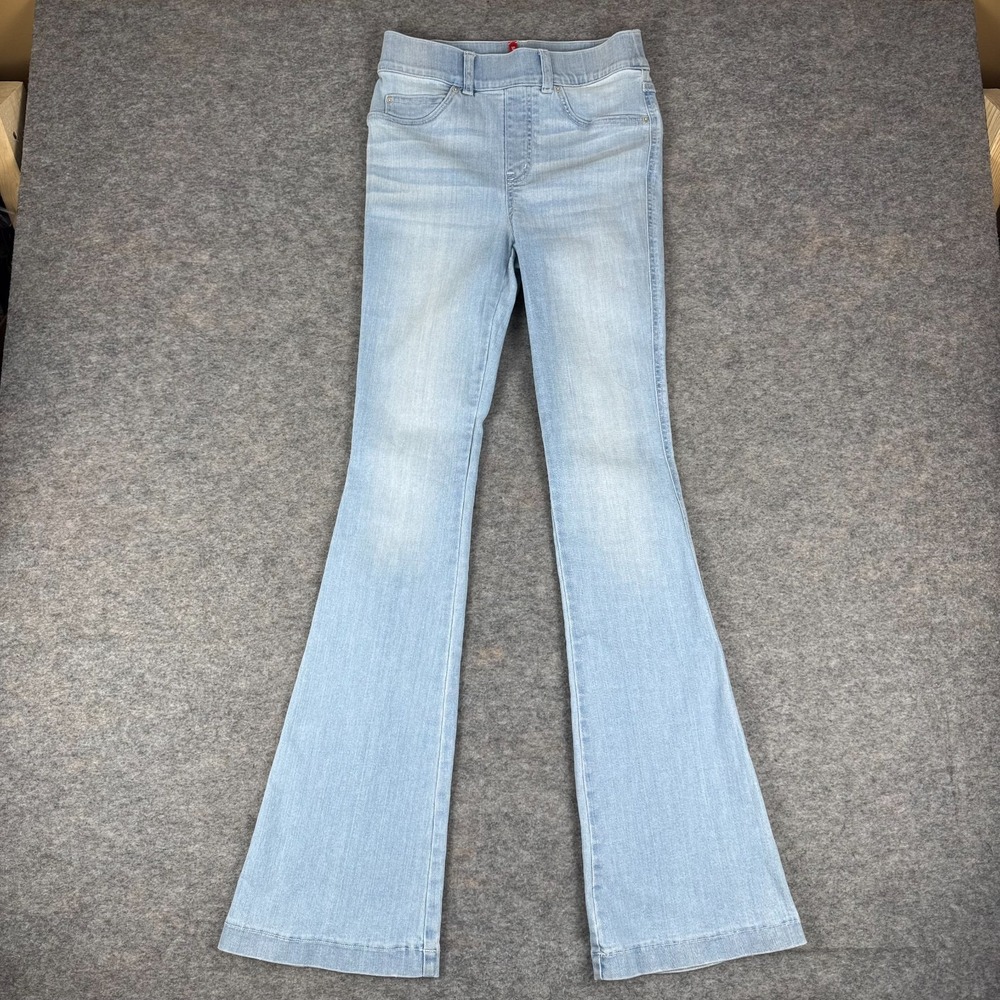 SPANX Flare Jeans 34" Retro Light Wash Mid Rise Pull On Denim 20348R Womens XS